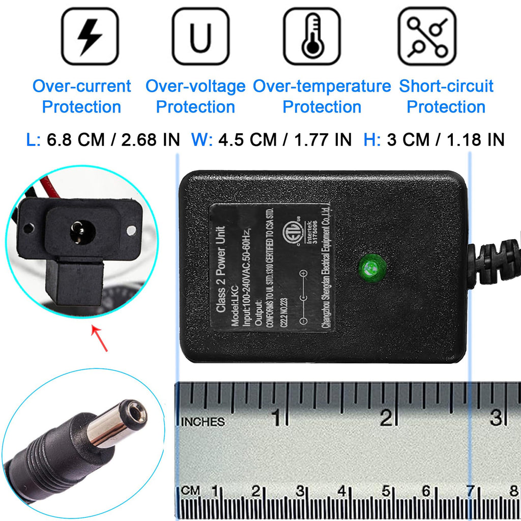 6V 1A Ride-On Car Battery Charger for Kidzone Flybar – 6ft Cable ETL Certified