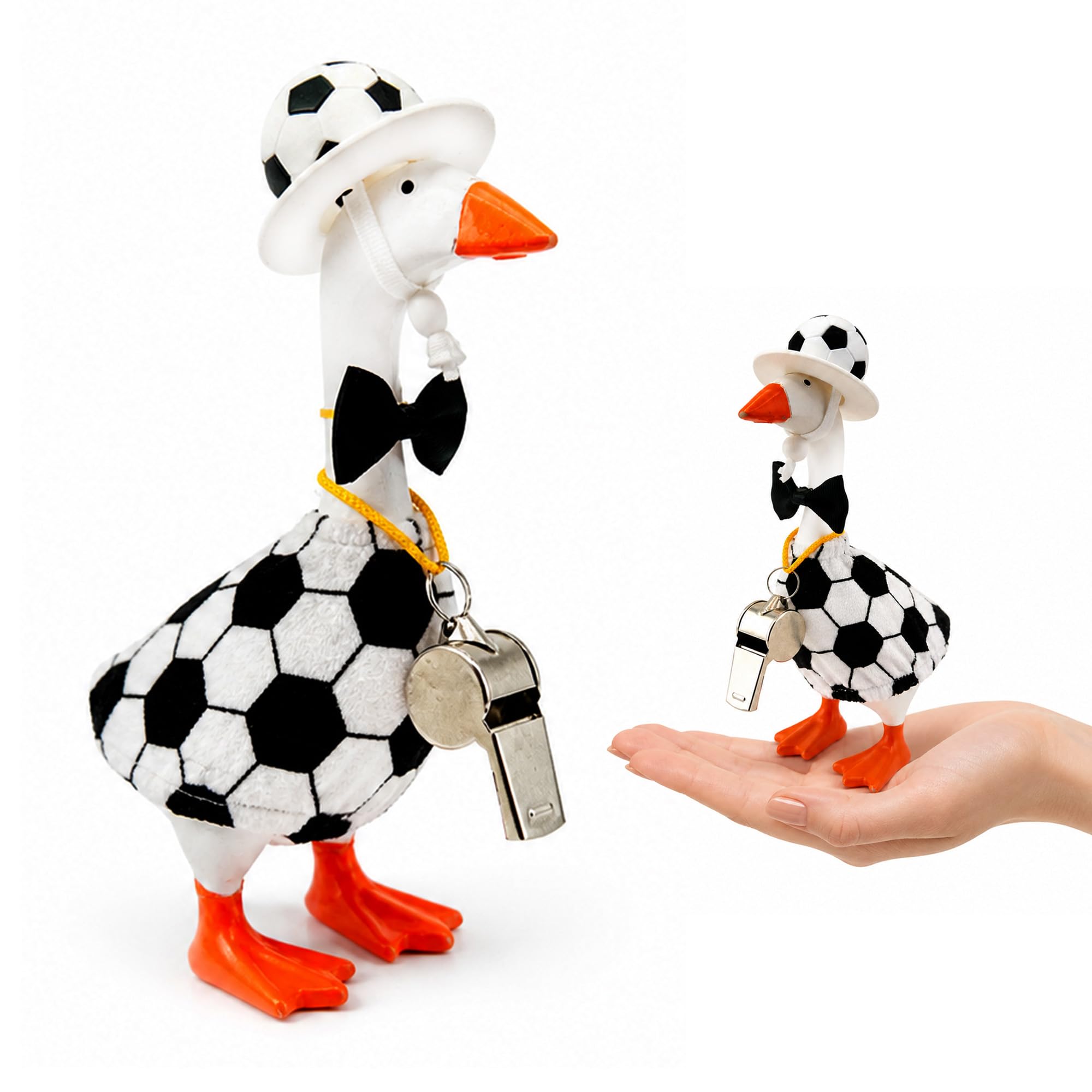 7 Inch Desk Goose Soccer Outfit Set - Includes Jersey, Hat, Whistle & Bow Tie for Mini Porch Goose Figurines