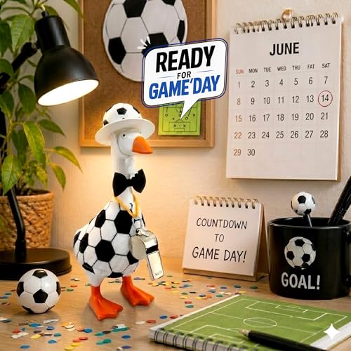 7 Inch Desk Goose Soccer Outfit Set - Includes Jersey, Hat, Whistle & Bow Tie for Mini Porch Goose Figurines