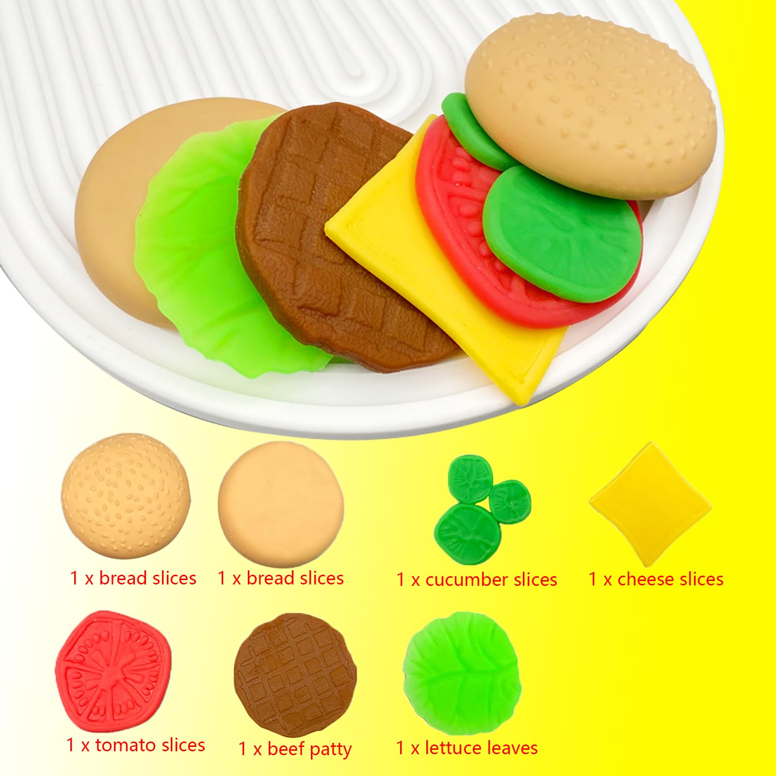 7-Layer Detachable Hamburger Squeeze Toy – Soft Kawaii Squishy for Stress Relief and Play
