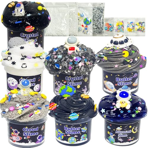 7-Pack Galaxy Slime Kit with Butter, Cloud & Crunchy Slime – Non-Sticky, Super Soft, ASTM Certified for Kids Ages 6-12