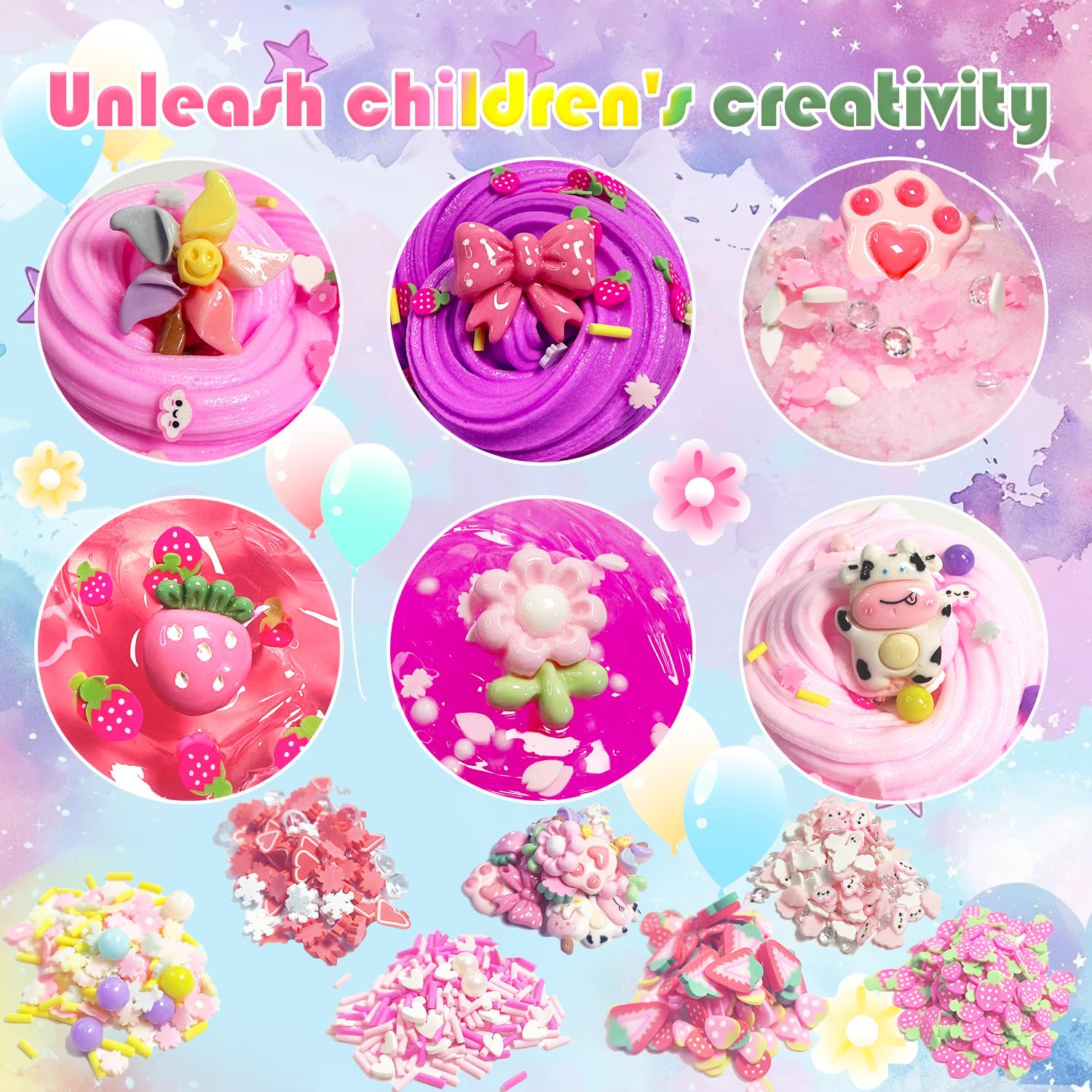7-Pack Pink Slime Kit for Kids | Butter, Cloud & Crunchy Slimes | Non-Sticky & Soft | OPLDYRK