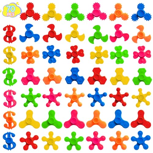70-Pack Mini Fidget Spinner Toys for Stress Relief, Classroom Prizes, Party Favors - Bulk Set for Kids Teens Adults