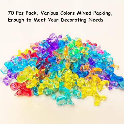 70-Pack Mini Resin Balloon Dog Figurines – 8 Colors, Acrylic Keychain Charms for Party Favors