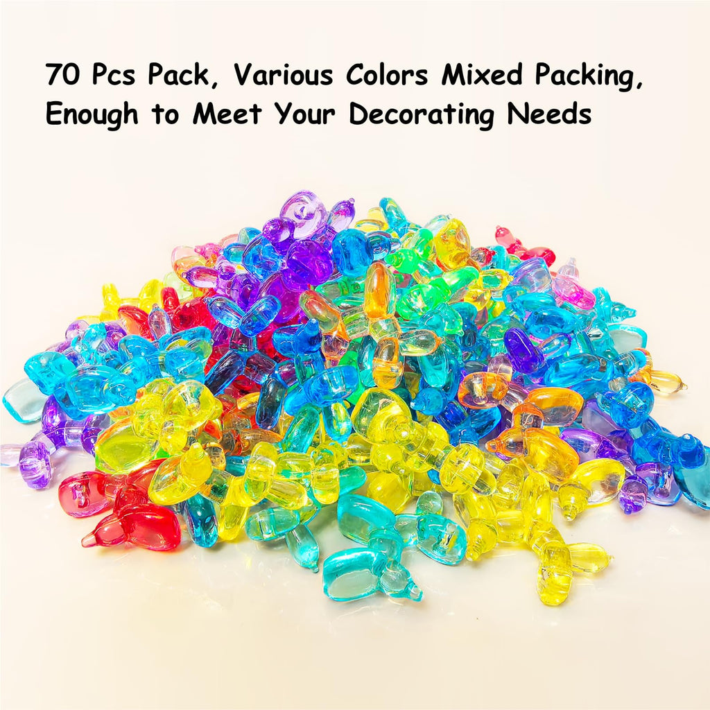70-Pack Mini Resin Balloon Dog Figurines – 8 Colors, Acrylic Keychain Charms for Party Favors