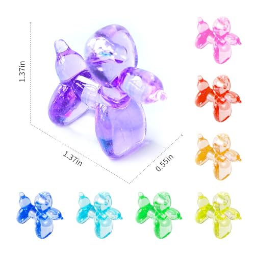 70-Pack Mini Resin Balloon Dog Figurines – 8 Colors, Acrylic Keychain Charms for Party Favors