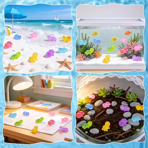 70-Piece Glow-in-the-Dark Mini Resin Turtle Collection – Blind Bag Surprise Figures for Fairy Gardens, Dollhouses, and Crafts