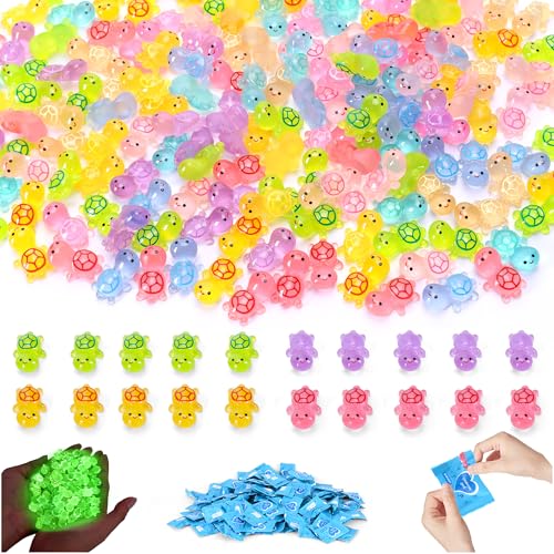 70-Piece Glow-in-the-Dark Mini Resin Turtle Collection – Blind Bag Surprise Figures for Fairy Gardens, Dollhouses, and Crafts