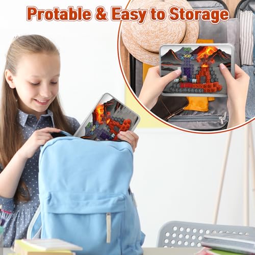 70-Piece Magnetic Building Blocks Travel Toy for Kids Ages 3-8, Lava Portal Mini Magnet Cubes with Iron Storage Box, STEM Learning Set for Toddlers Boys Girls