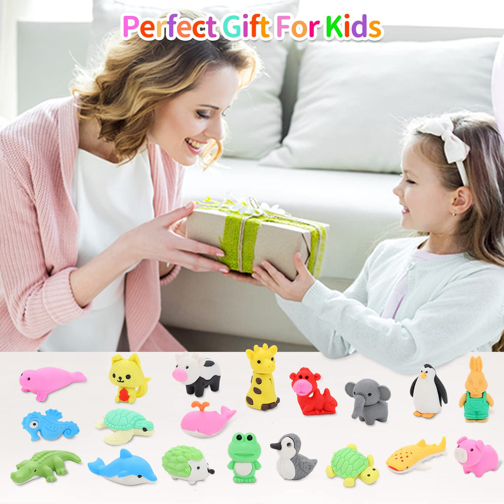 70 Take-Apart Animal Erasers for Kids: Puzzle Erasers for Classroom Rewards, Treasure Box, and Party Favors