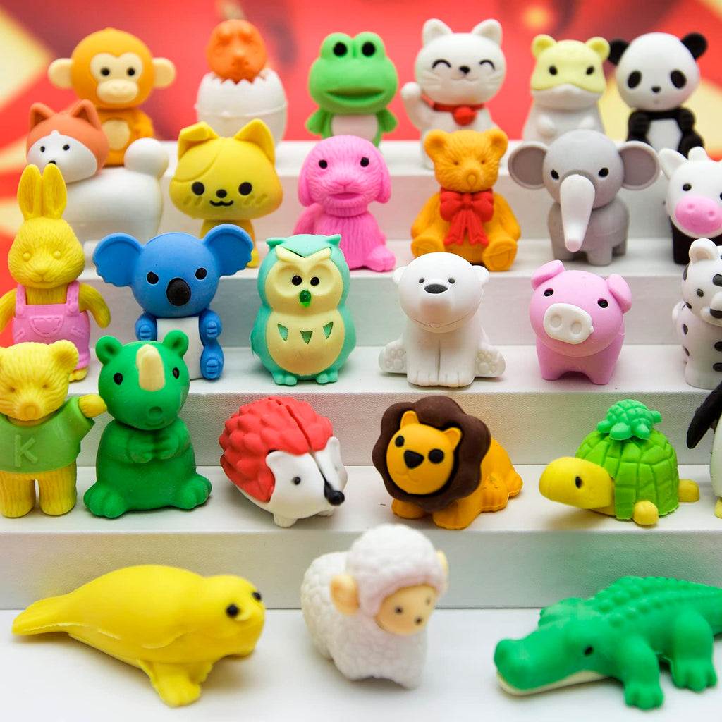 70 Take-Apart Animal Erasers for Kids: Puzzle Erasers for Classroom Rewards, Treasure Box, and Party Favors