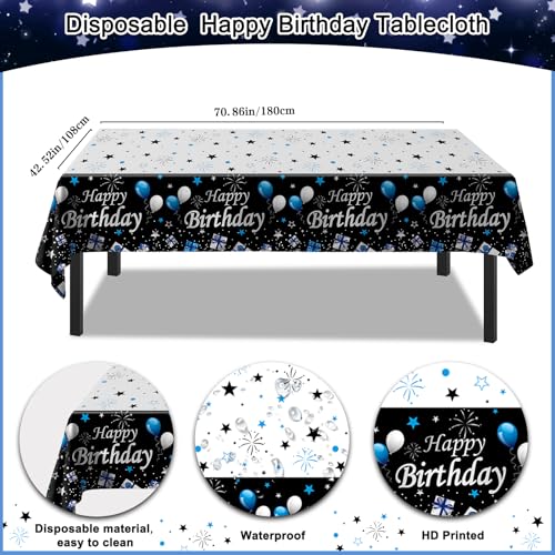 71-Piece Blue & Black Birthday Party Decorations Kit for Boys, Men, Women – Purtarly