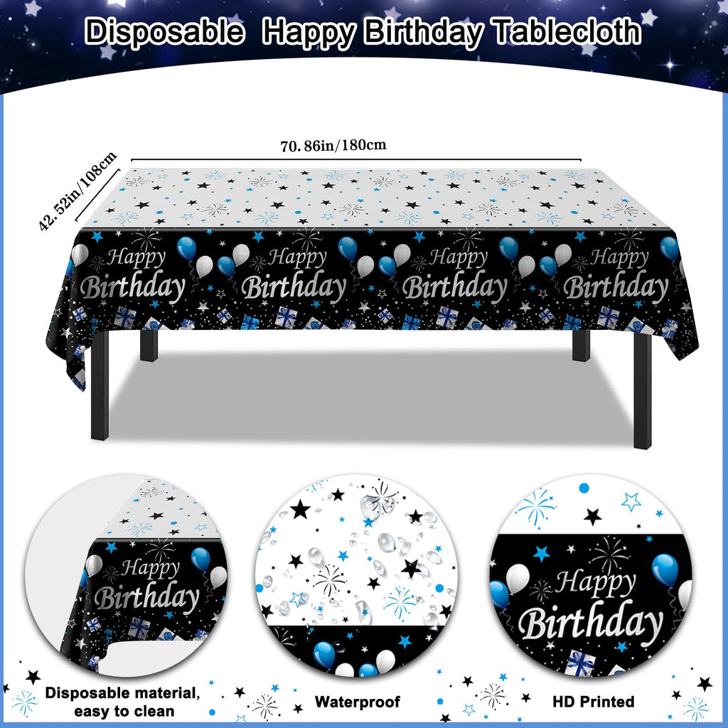 71-Piece Blue & Black Birthday Party Decorations Kit for Boys, Men, Women – Purtarly