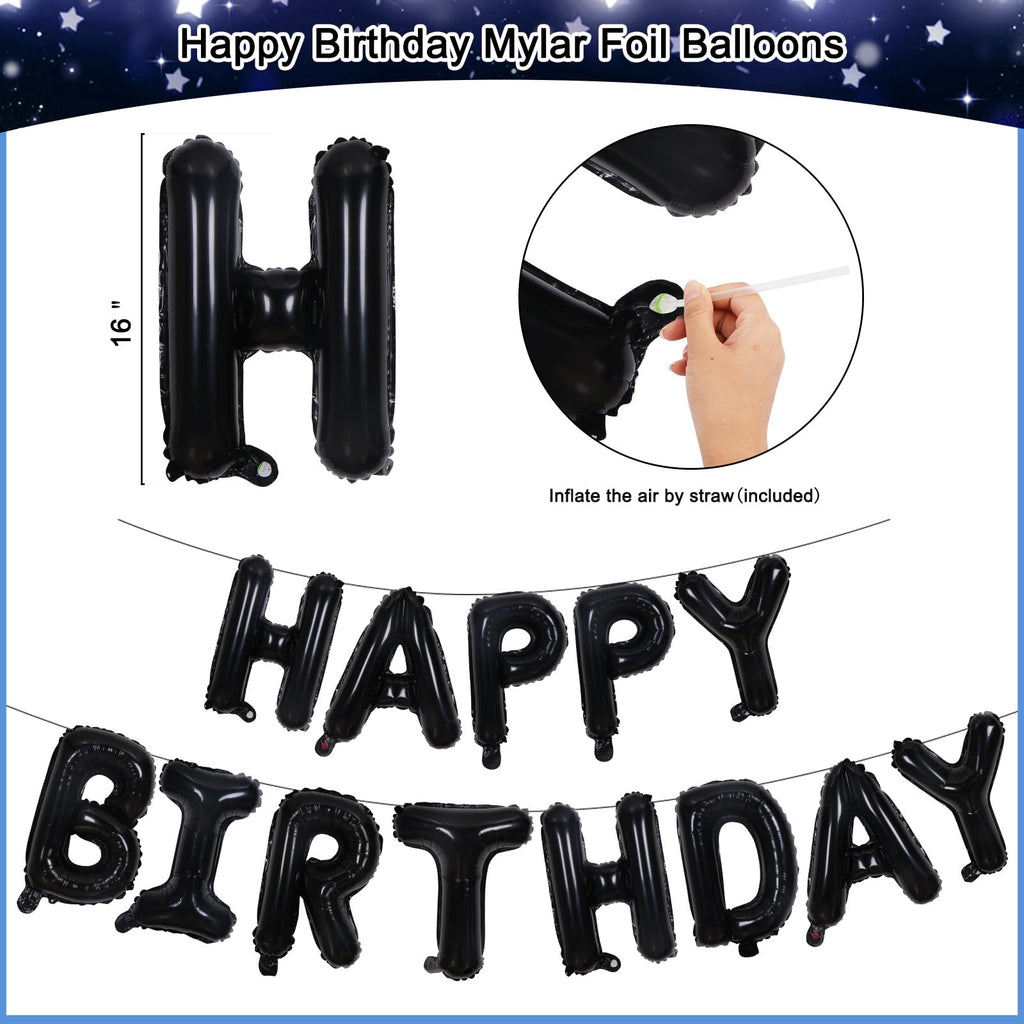 71-Piece Blue & Black Birthday Party Decorations Kit for Boys, Men, Women – Purtarly