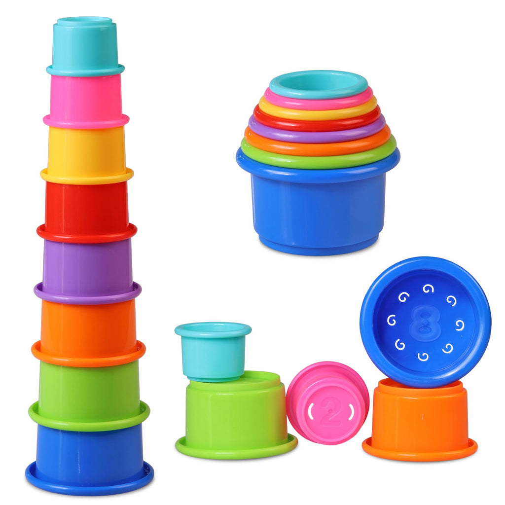 Tiny Tinker 8-Piece Rainbow Stacking Cups | Montessori Nesting & Stacking Toy for Babies 6-12 Months and Toddlers 1-3