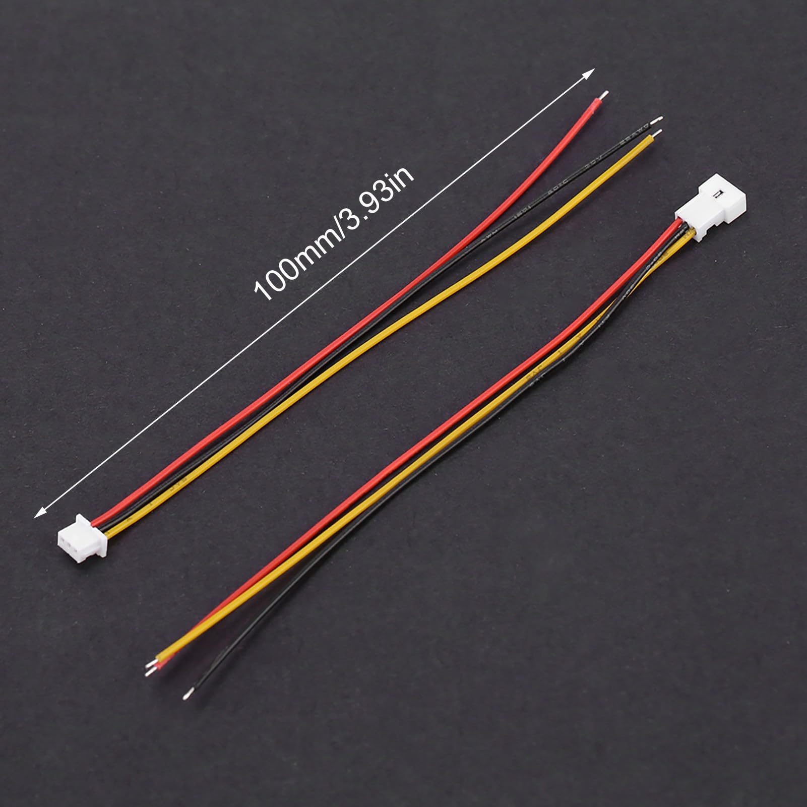 YWBL-WH 20-Pack 3-Pin JST Right Angle Connector Wires - 100mm Tinned Copper for Drones, LEDs & RC Models