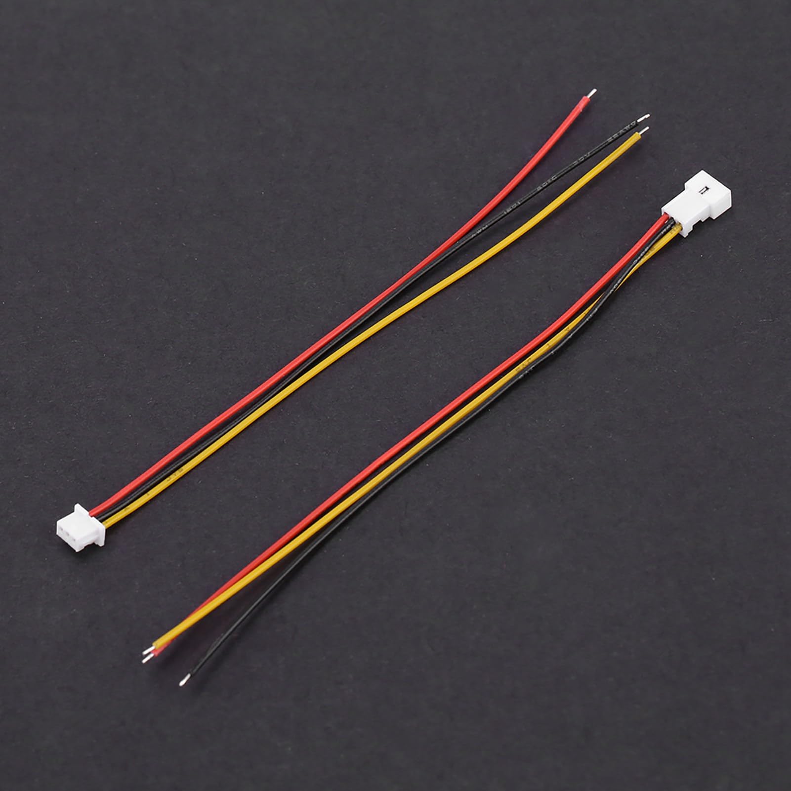 YWBL-WH 20-Pack 3-Pin JST Right Angle Connector Wires - 100mm Tinned Copper for Drones, LEDs & RC Models