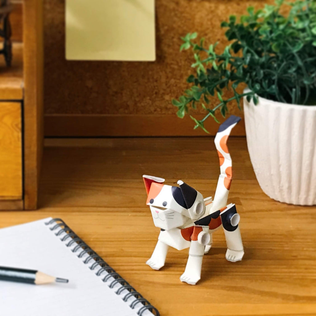 Build a Movable Calico Cat with PIPEROID Japanese 3D Paper Puzzle Kit – DIY Origami Fun for Kids & Adults