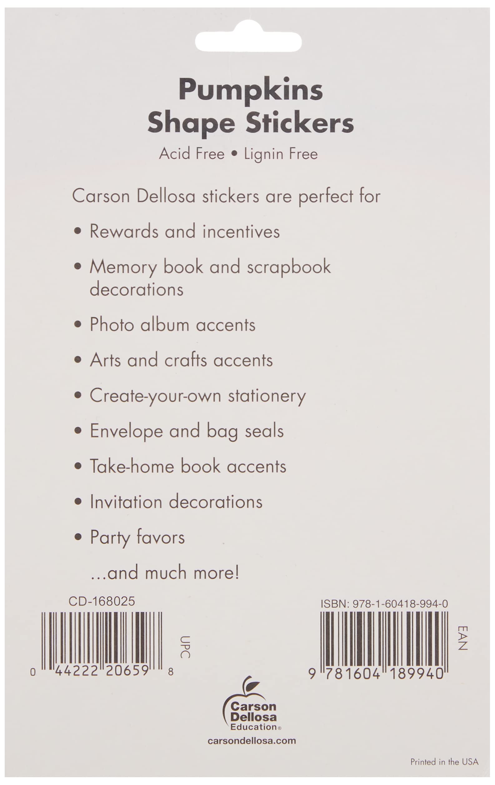 Carson Dellosa Pumpkin Stickers – 96 Fall & Halloween Stickers for Kids, Classroom Rewards & Thanksgiving Crafts