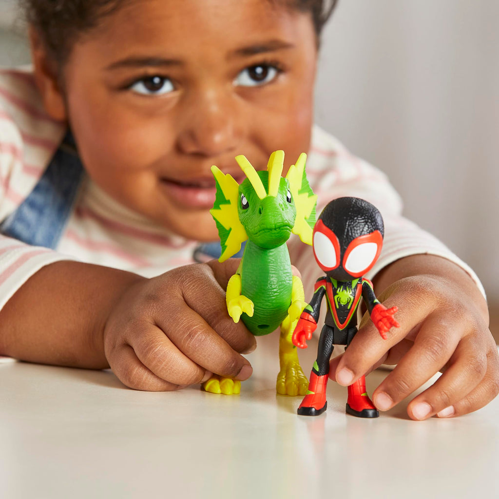 Marvel Spidey Dino-Webs: Miles Morales & Electrosaurus Action Figures for Ages 3+