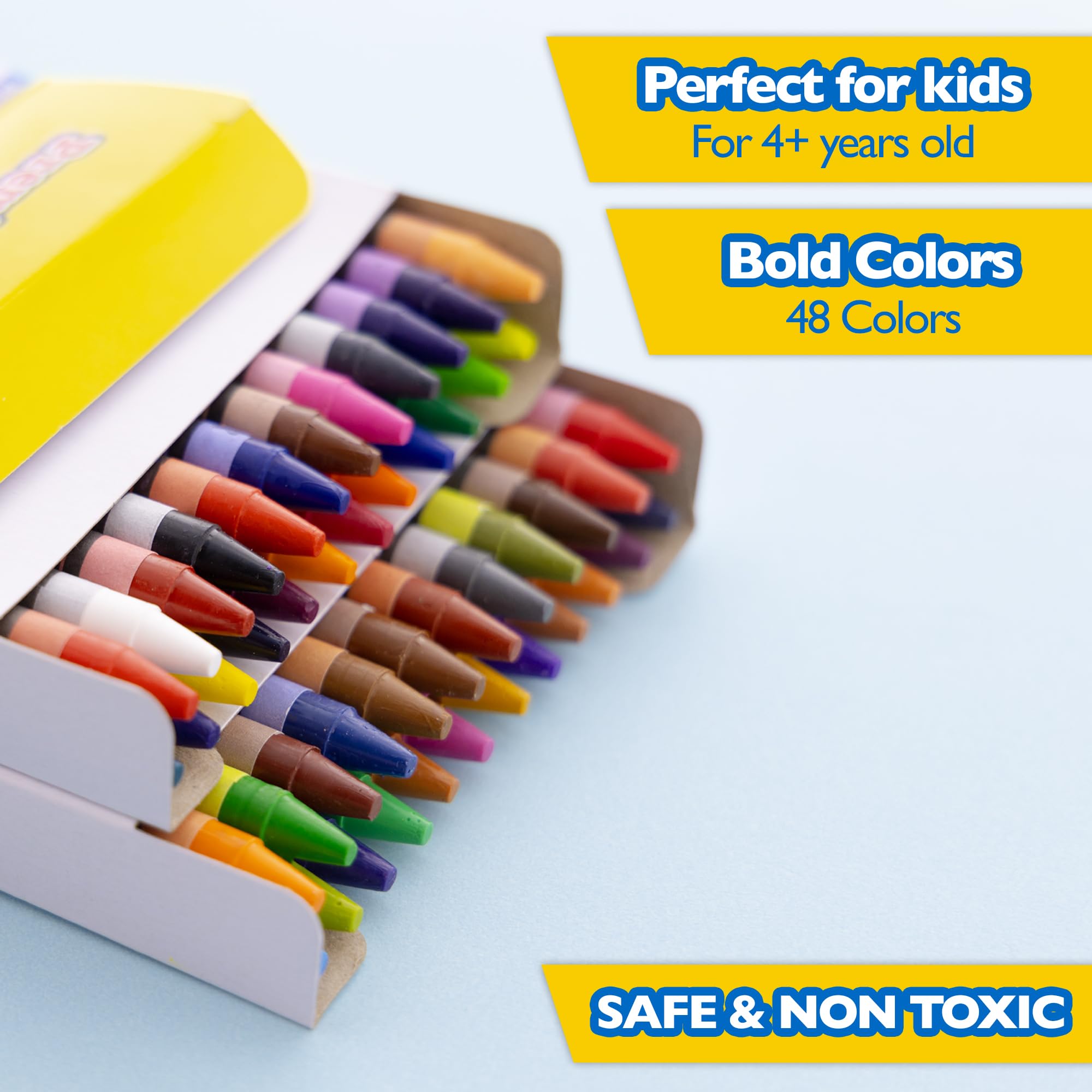 BAZIC 48 Premium Crayons Set – Assorted Colors for Art, Drawing & Coloring