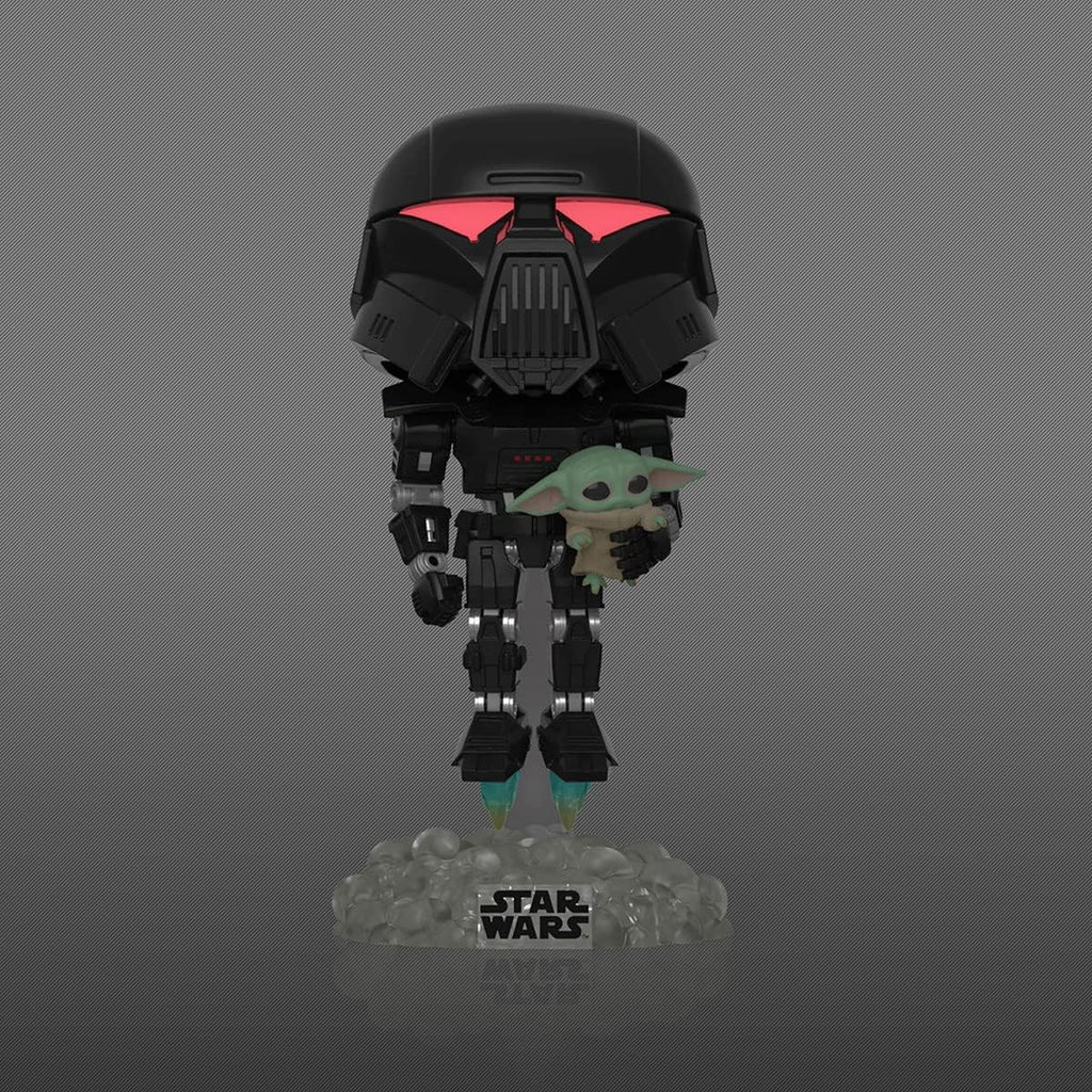 Funko Pop! Star Wars: The Mandalorian – Dark Trooper with Grogu #488 (Glow-in-the-Dark Exclusive)