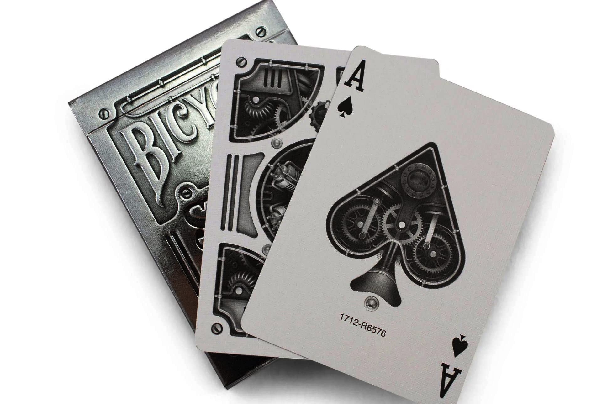 Bicycle Silver Steampunk Standard Index Poker Playing Cards – Premium USA-Made Deck