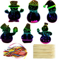 72-Pack Christmas Snowman Scratch Art Kit with Rainbow Colors – PARSUP