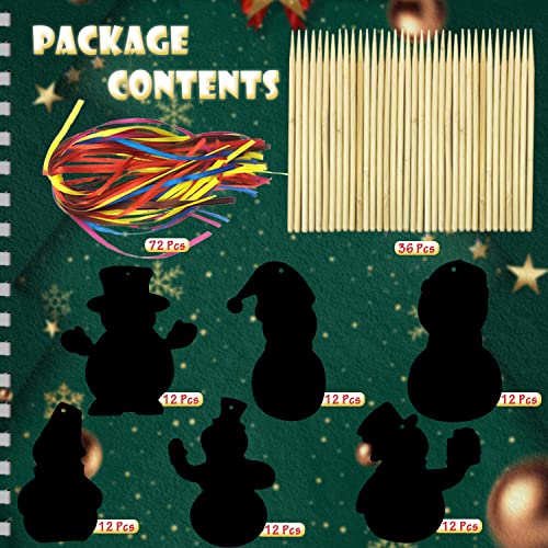 72-Pack Christmas Snowman Scratch Art Kit with Rainbow Colors – PARSUP