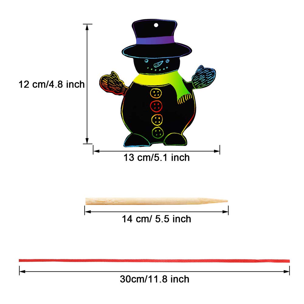 72-Pack Christmas Snowman Scratch Art Kit with Rainbow Colors – PARSUP