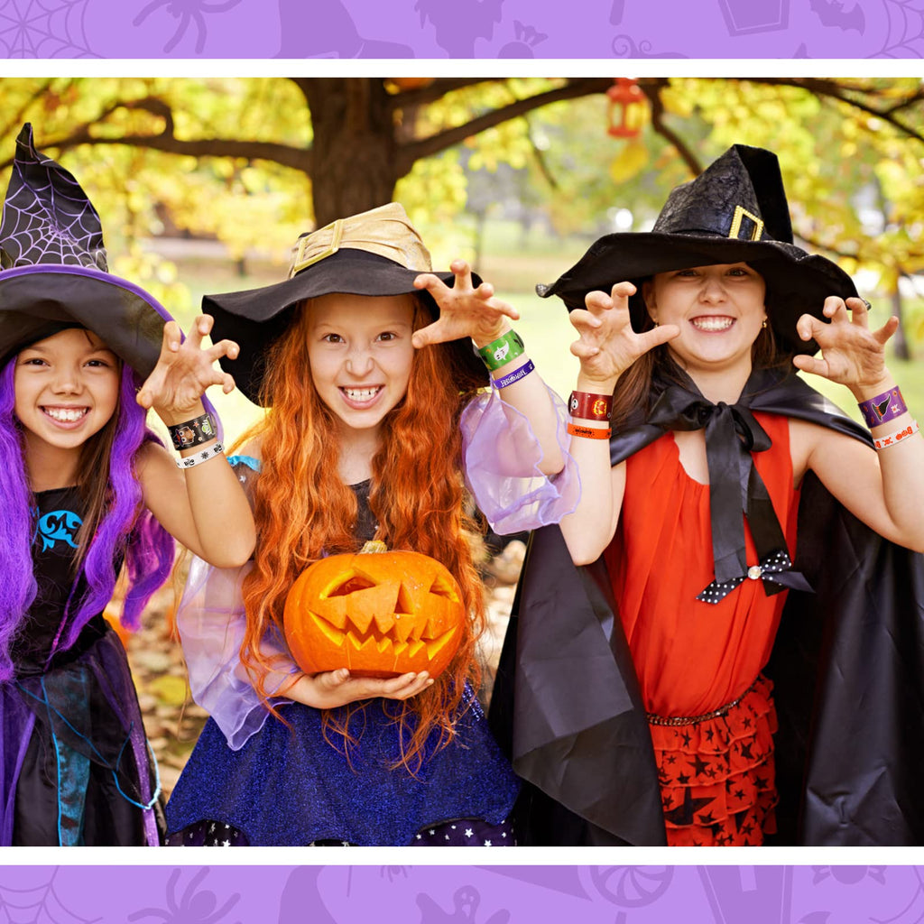 72 Pack Halloween Slap Bracelets by MGparty – 24 Unique Designs, Non-Toxic Plastic & Rubber Wristbands for Party Favors