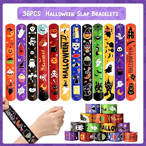 72 Pack Halloween Slap Bracelets by MGparty – 24 Unique Designs, Non-Toxic Plastic & Rubber Wristbands for Party Favors