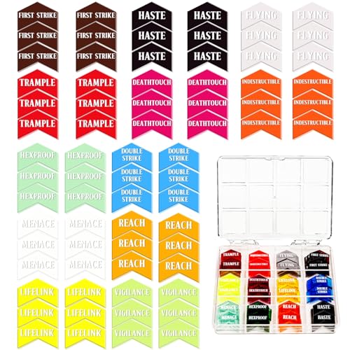 72-Piece MTG Keyword Counters Set with Storage Box – 12 Different Abilities for Magic The Gathering