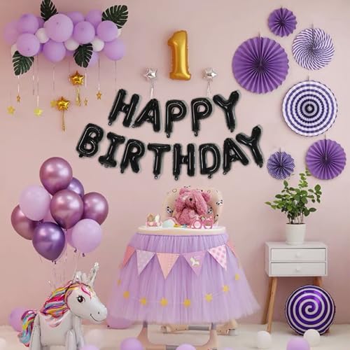 75 Black Foil Letter Balloons - 16 Inch Customizable Banner Set for Birthday Parties