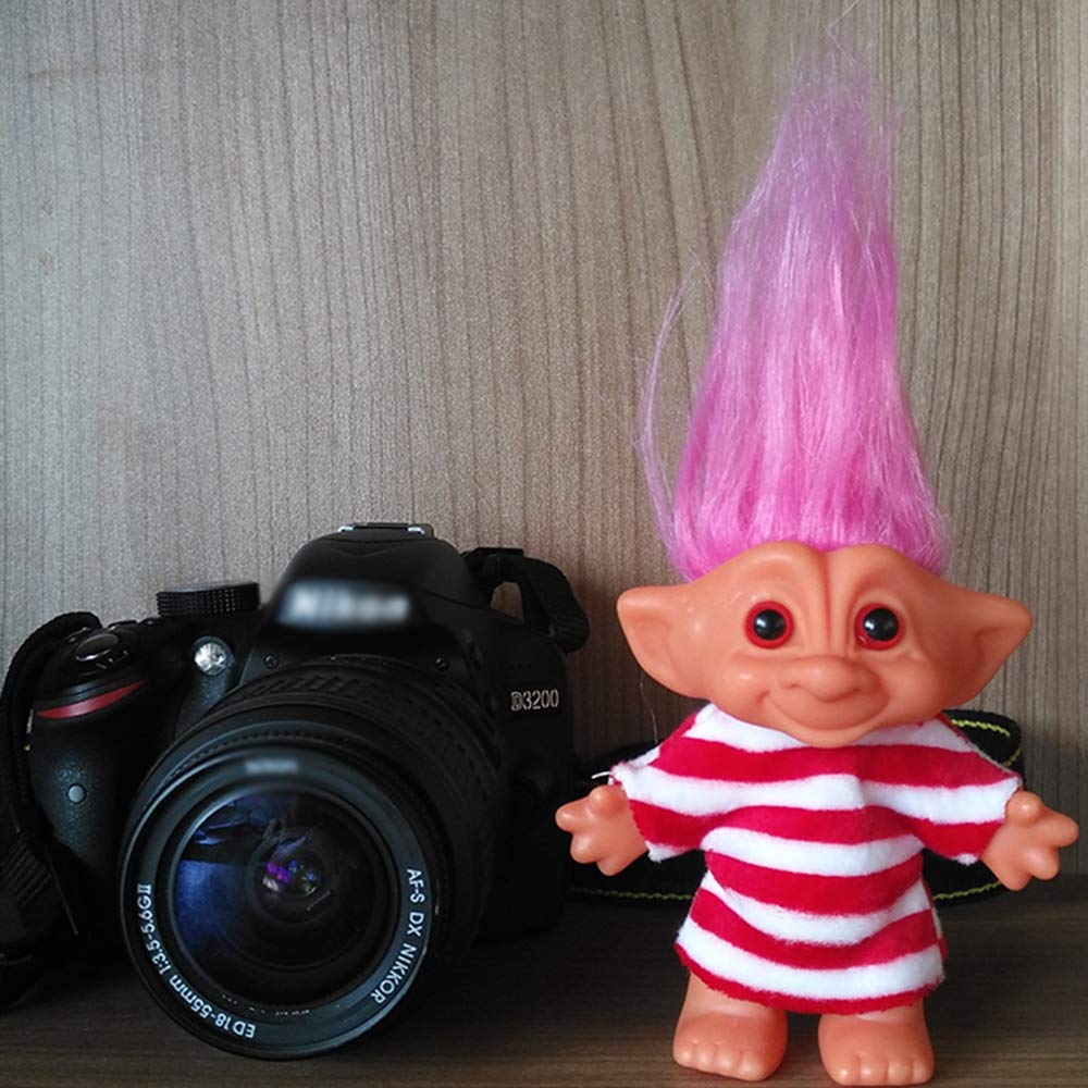 7.5" Vintage Troll Doll - Red, Soft Hair, Cute Clothes - Yintlilocn