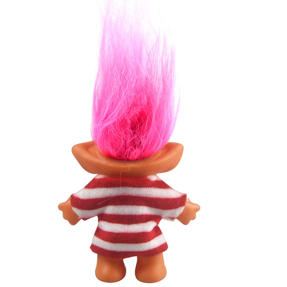 7.5" Vintage Troll Doll - Red, Soft Hair, Cute Clothes - Yintlilocn