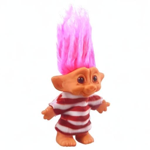 7.5" Vintage Troll Doll - Red, Soft Hair, Cute Clothes - Yintlilocn