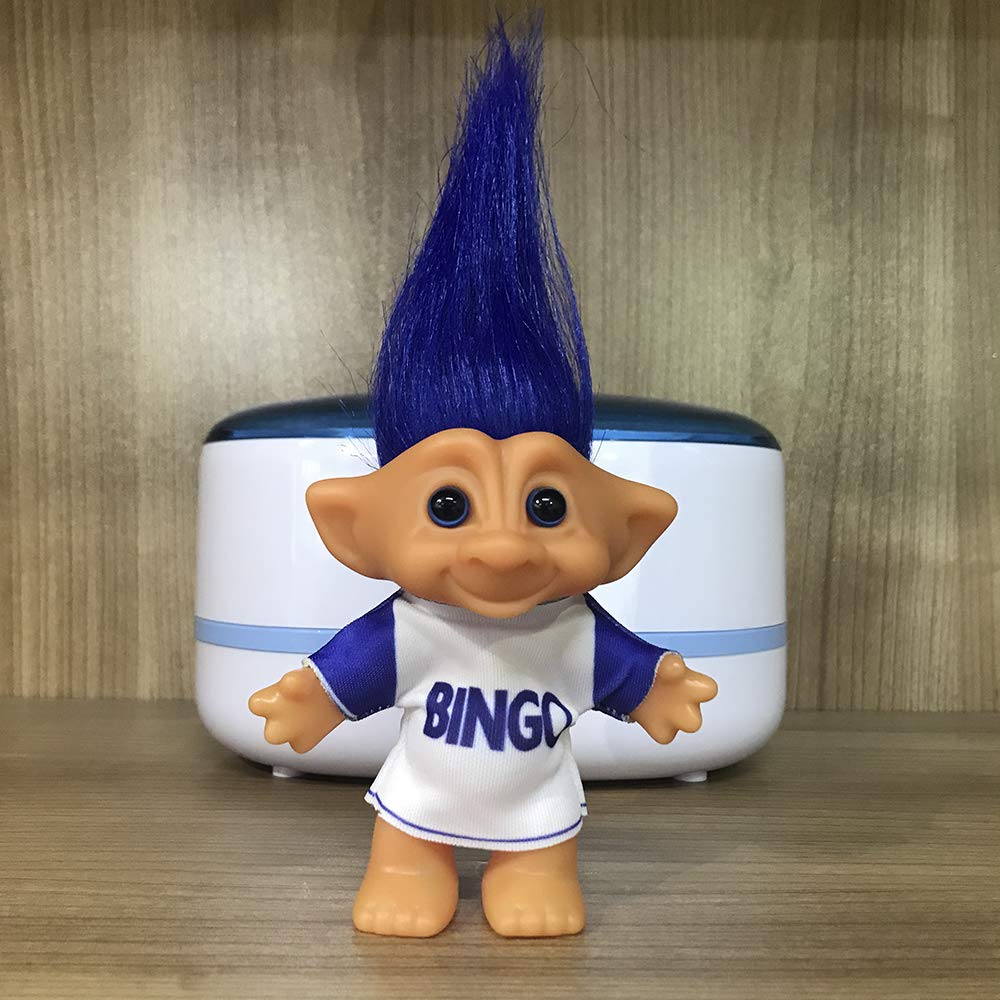 7.5" Vintage Troll Doll in Blue – Retro PVC & Polyester Doll for Collections, Crafts & Party Favors