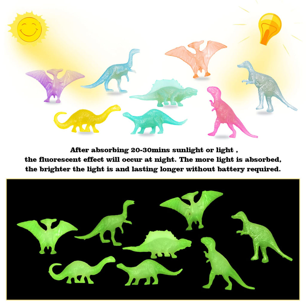 78pcs Glow in the Dark Dinosaur Toys Set - Mini Realistic Figures for Party Favors and Goody Bag Stuffers