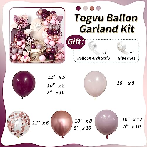 79-Piece Burgundy Pink Rose Gold Balloon Garland Arch Kit – Togvu