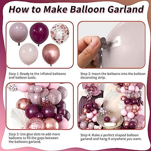 79-Piece Burgundy Pink Rose Gold Balloon Garland Arch Kit – Togvu