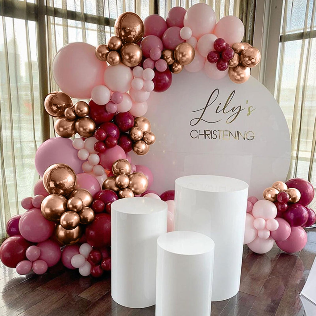 79-Piece Burgundy Pink Rose Gold Balloon Garland Arch Kit – Togvu
