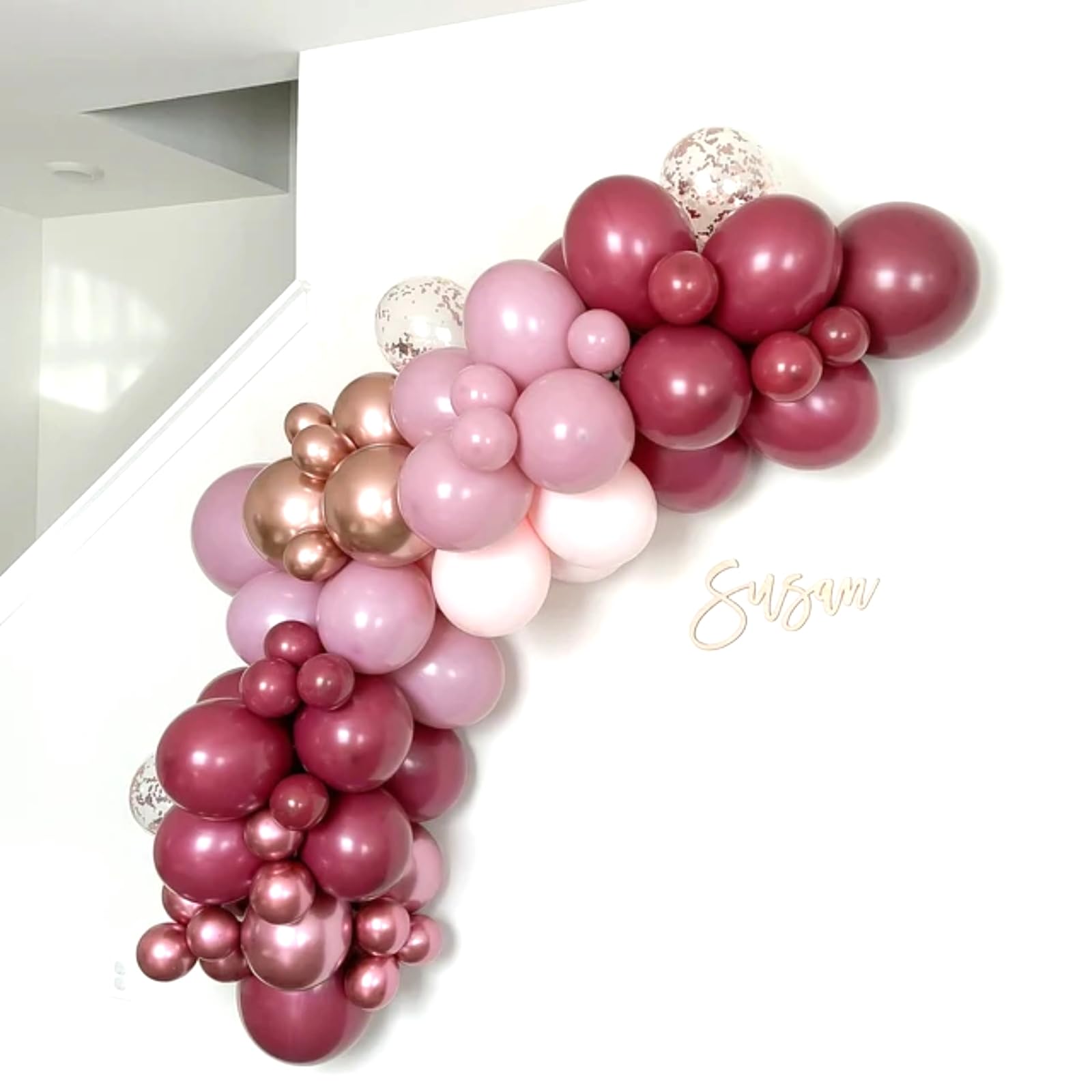 79-Piece Burgundy Pink Rose Gold Balloon Garland Arch Kit – Togvu