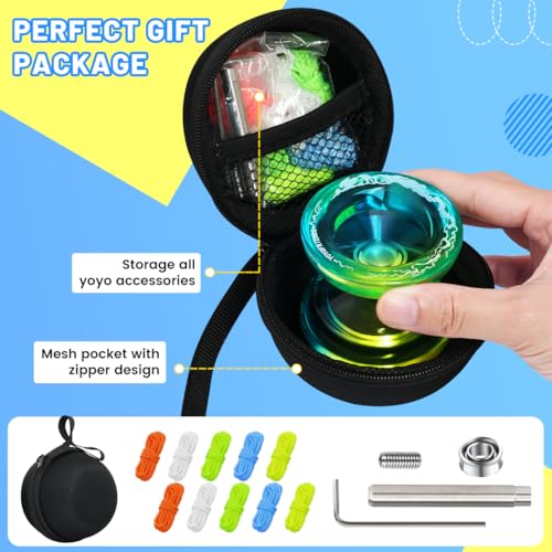 7YO AOE Yo-Yo for Beginners - Responsive & Unresponsive with Finger Spin Dimple (Blue Yellow)