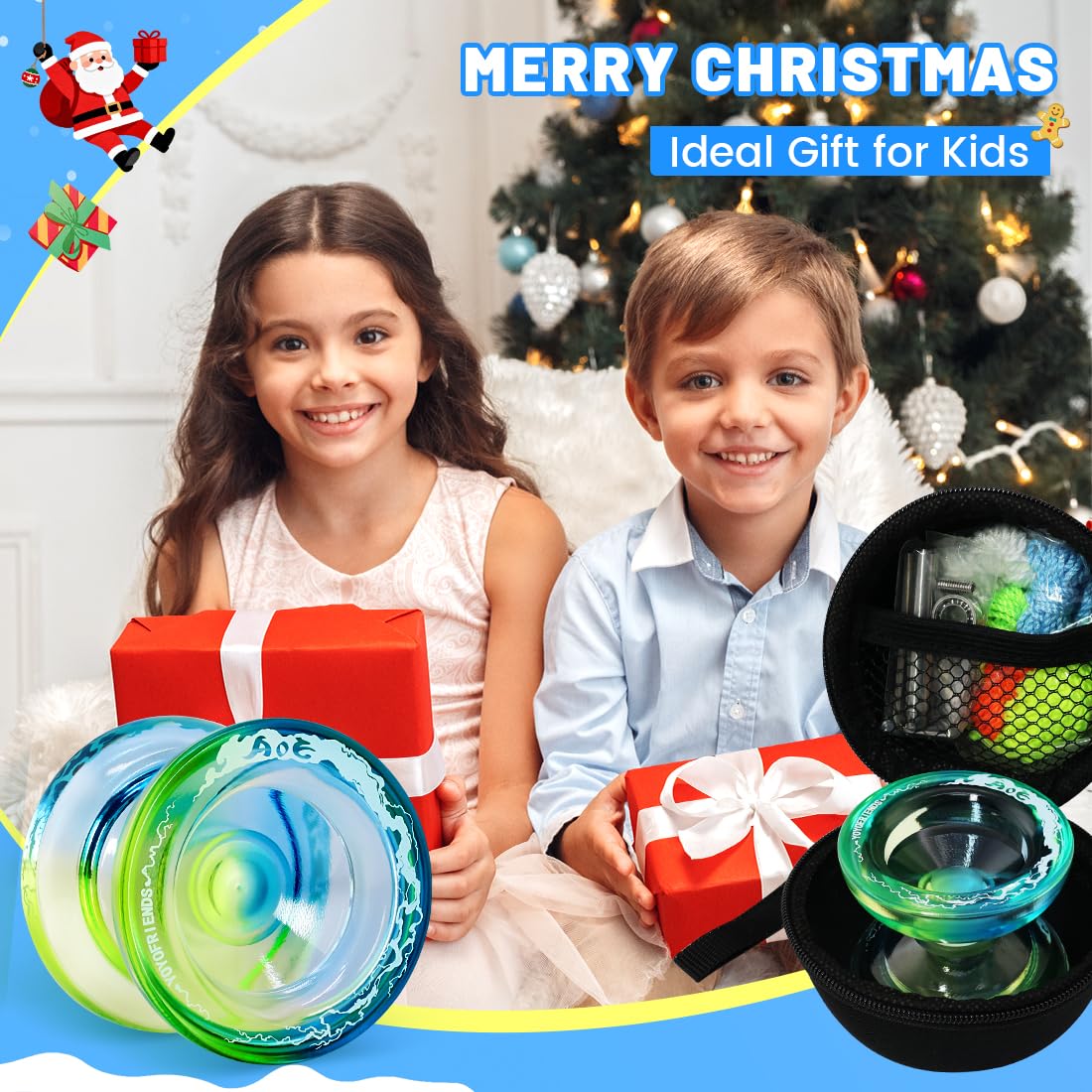 7YO AOE Yo-Yo for Beginners - Responsive & Unresponsive with Finger Spin Dimple (Blue Yellow)