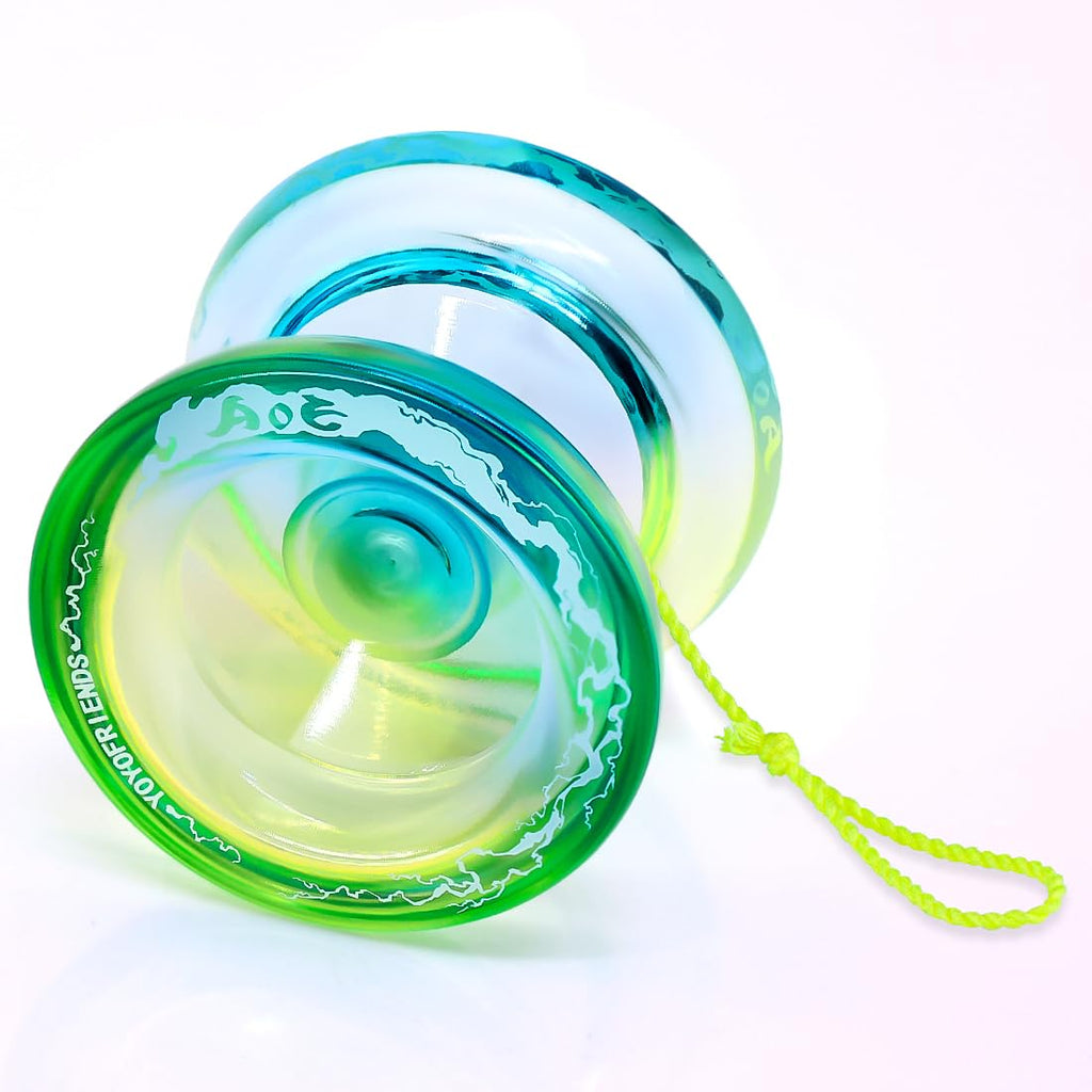 7YO AOE Yo-Yo for Beginners - Responsive & Unresponsive with Finger Spin Dimple (Blue Yellow)