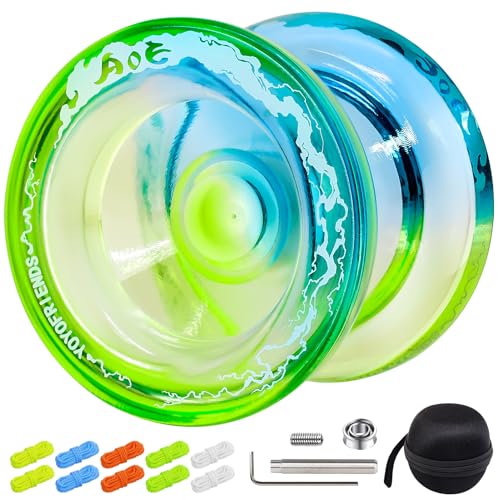 7YO AOE Yo-Yo for Beginners - Responsive & Unresponsive with Finger Spin Dimple (Blue Yellow)