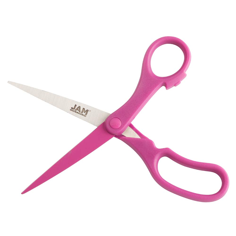 8-Inch Fuchsia Pink Precision Scissors by JAM PAPER – Ergonomic Stainless Steel Blades for Office, School & Crafts