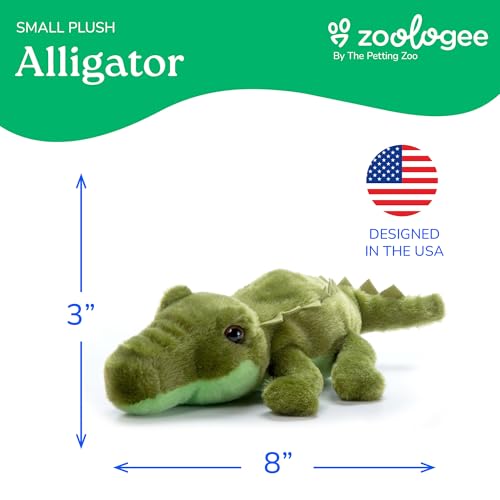 8-Inch Green Alligator Stuffed Animal by The Petting Zoo – Eco-Friendly Gator Plush Toy for Kids