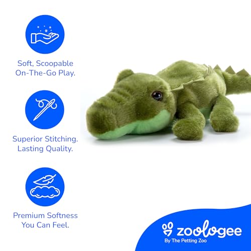 8-Inch Green Alligator Stuffed Animal by The Petting Zoo – Eco-Friendly Gator Plush Toy for Kids